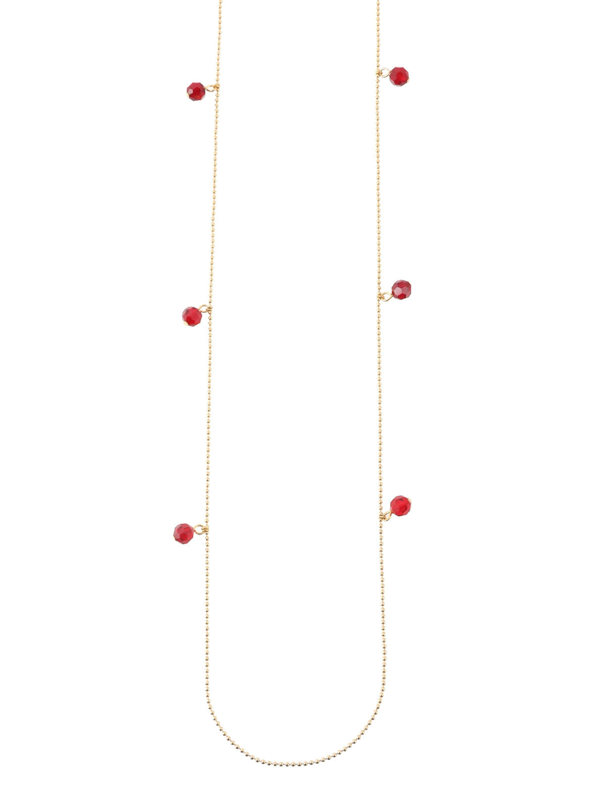 ビーズロングネックレス レッド/ゴールド