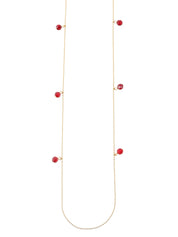 ビーズロングネックレス レッド/ゴールド