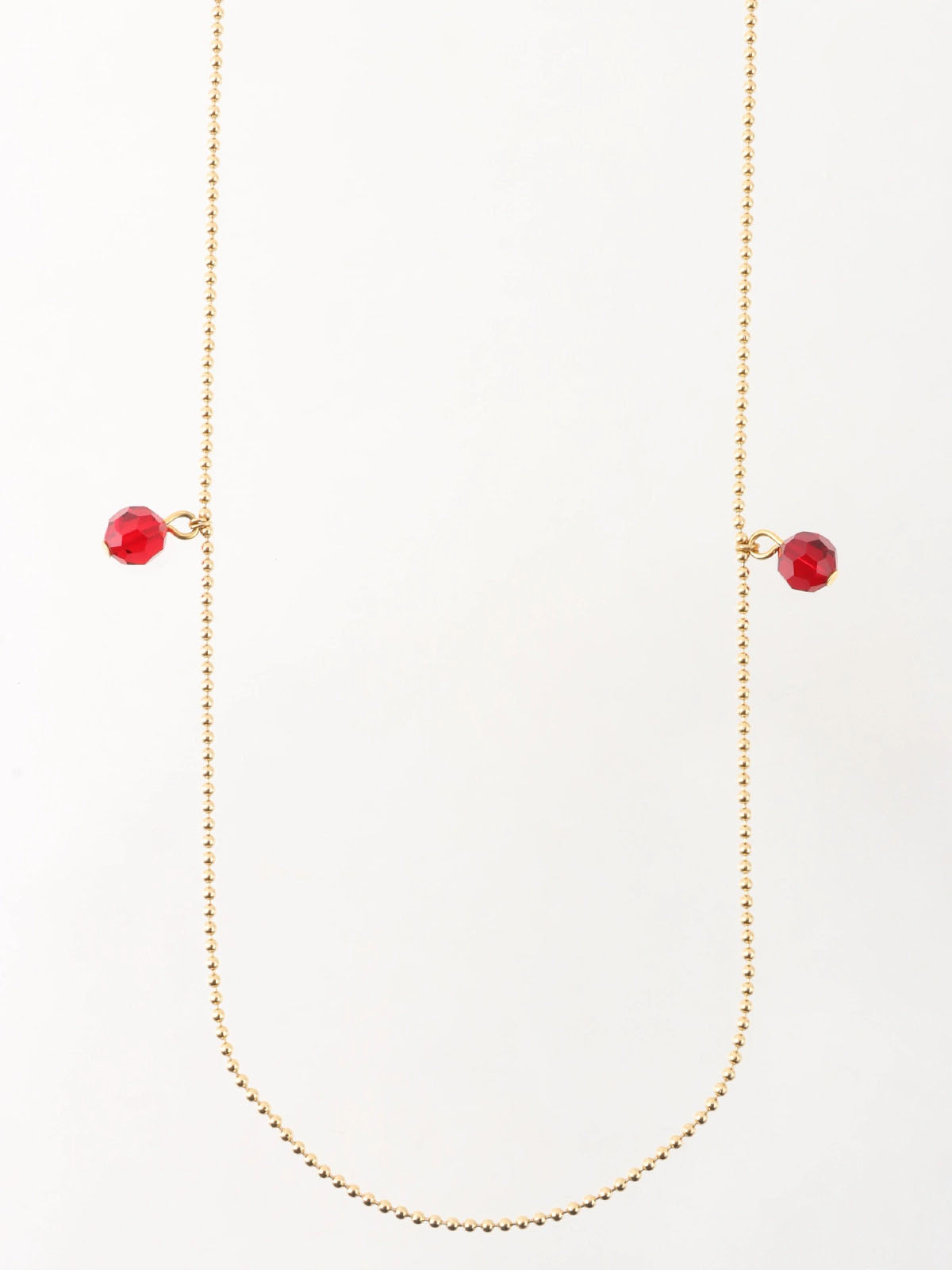 ビーズロングネックレス レッド/ゴールド