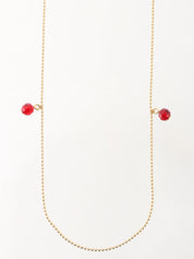 ビーズロングネックレス レッド/ゴールド