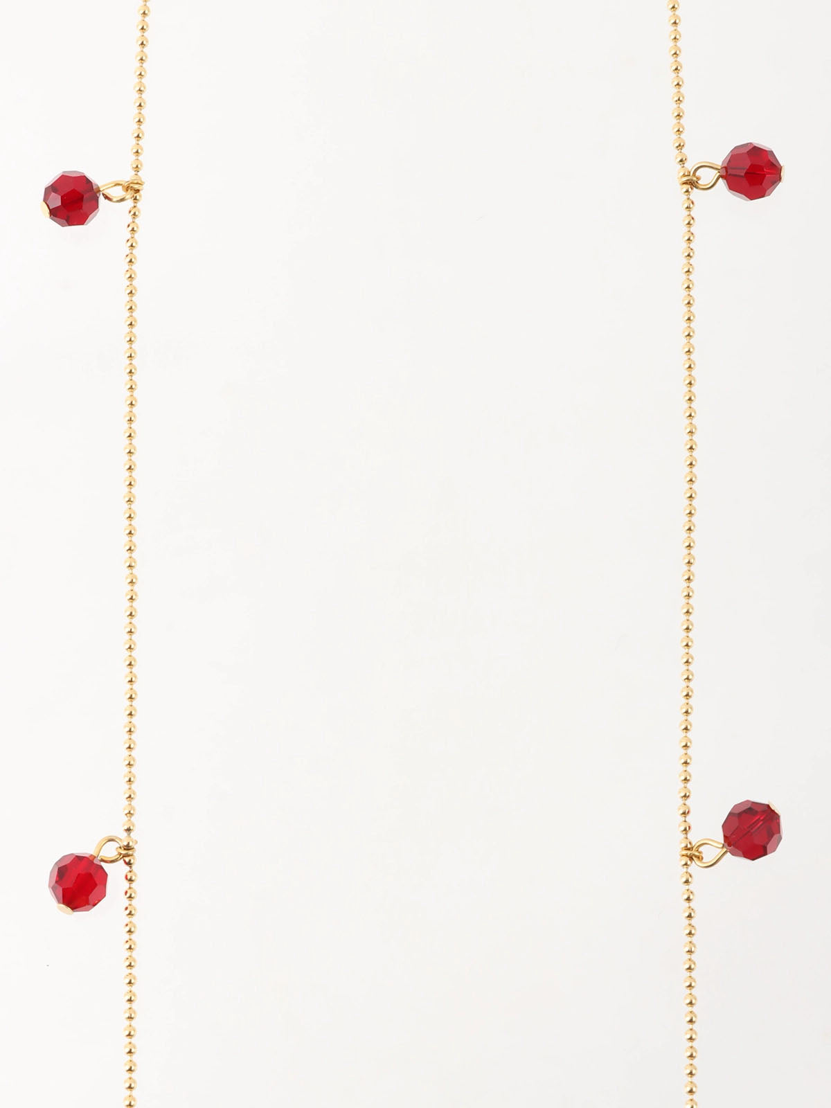 ビーズロングネックレス レッド/ゴールド