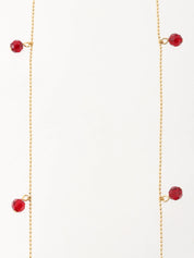 ビーズロングネックレス レッド/ゴールド