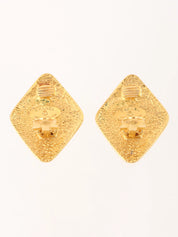 Diamond motif CC mark earrings gold