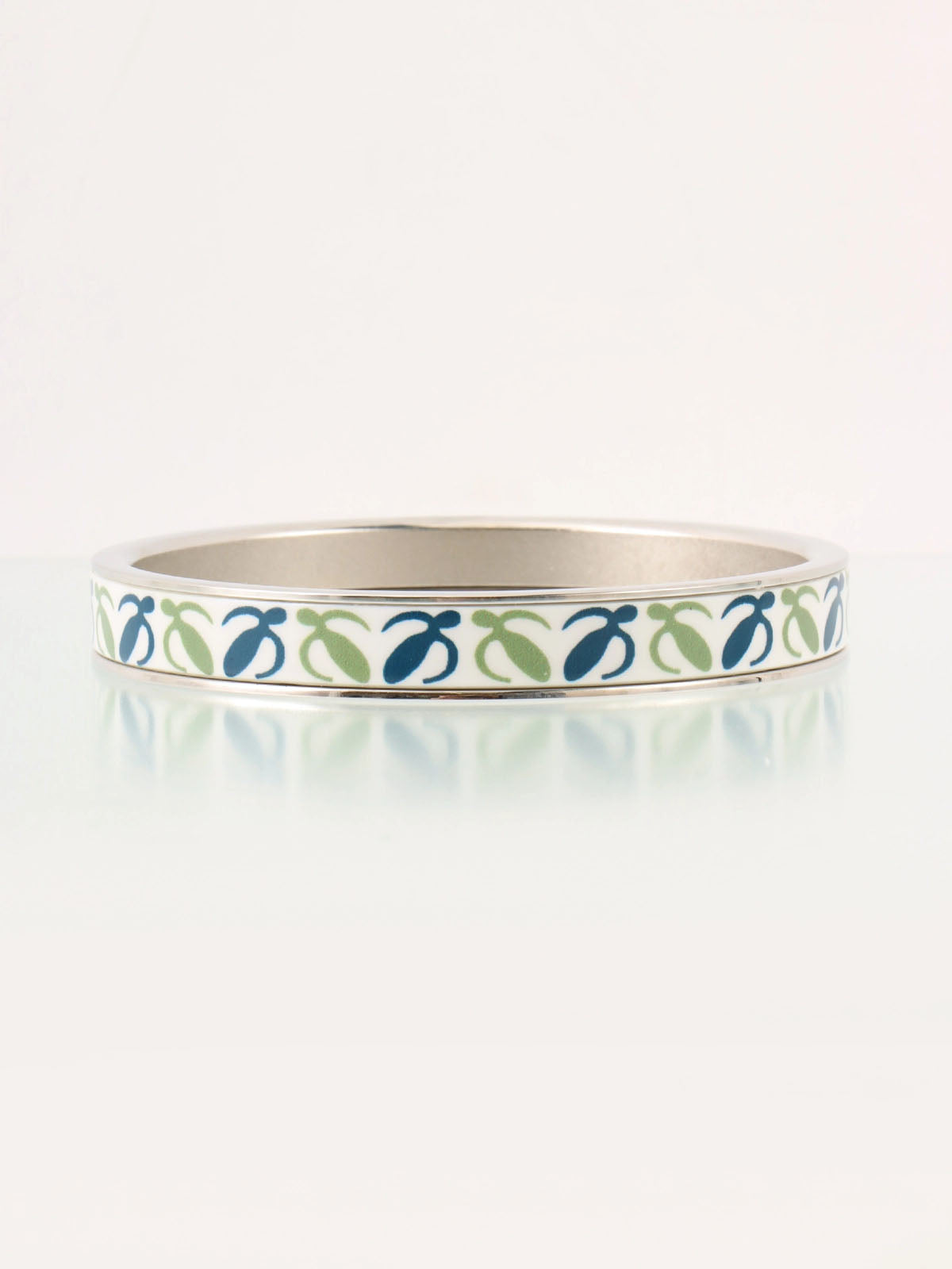Logo Pattern Bangle in Silver/Green/Blue
