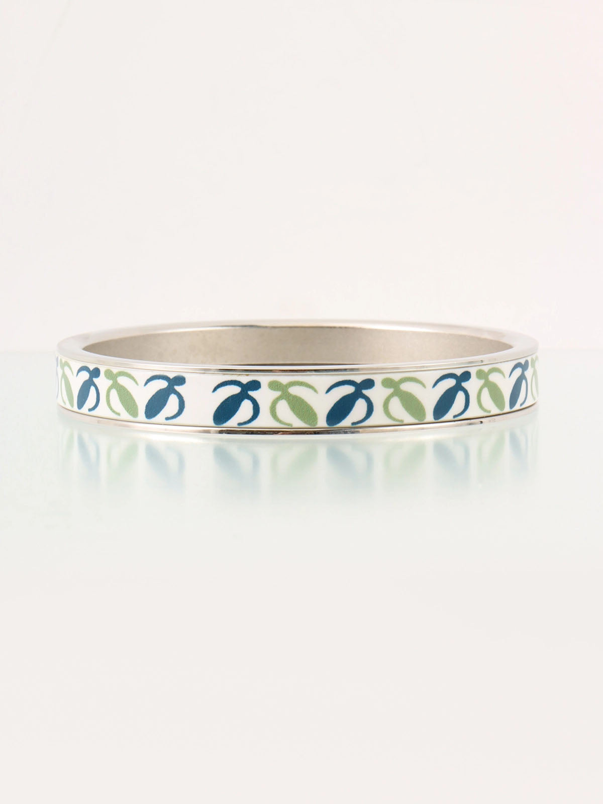 Logo Pattern Bangle in Silver/Green/Blue