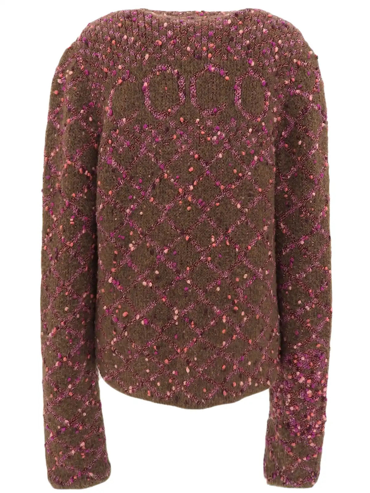 2001年製　カメリアCOCOロゴカーディガン　ブラウン／ピンク