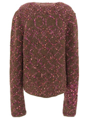 2001年製　カメリアCOCOロゴカーディガン　ブラウン／ピンク