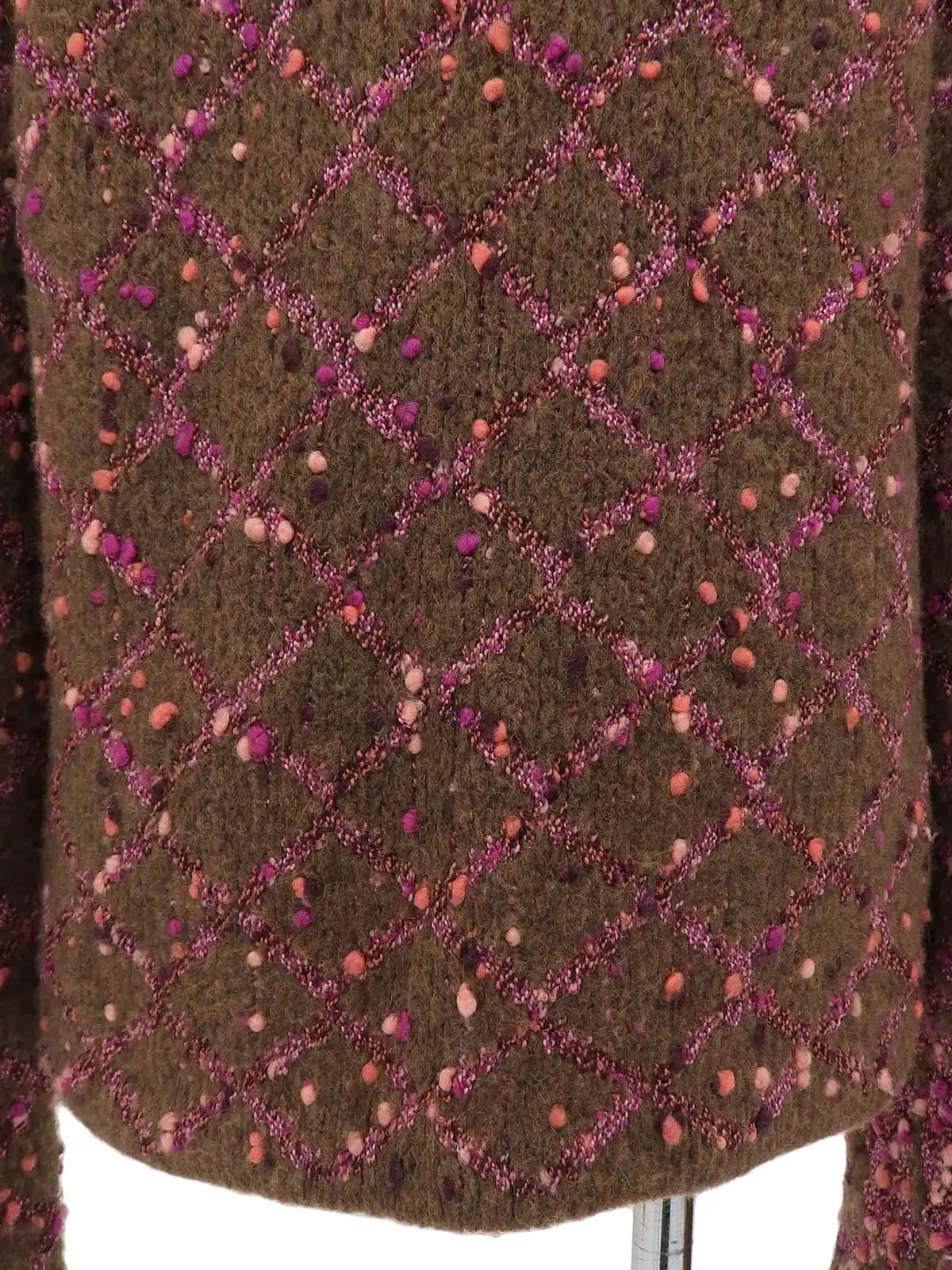 2001年製　カメリアCOCOロゴカーディガン　ブラウン／ピンク