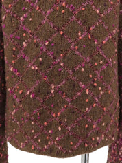 2001年製　カメリアCOCOロゴカーディガン　ブラウン／ピンク