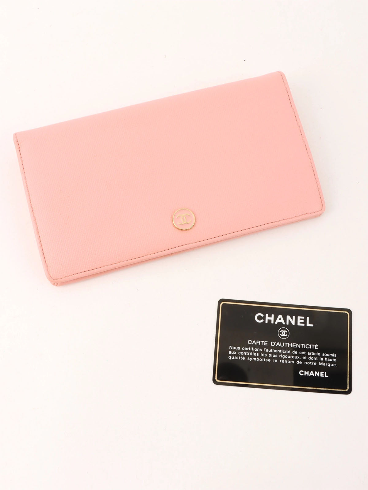 2004 Caviar Skin CC Mark Plate 长款钱包 粉色