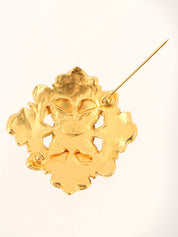 1994年製　グリポワデザインカットアウトCCマークブローチ　ゴールド／グリーン