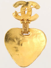 1994 Made Gripoix Triangle CC Mark Swing Brooch Gold/Green