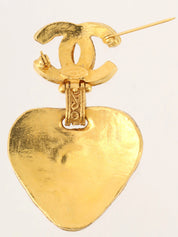 1994 Made Gripoix Triangle CC Mark Swing Brooch Gold/Green