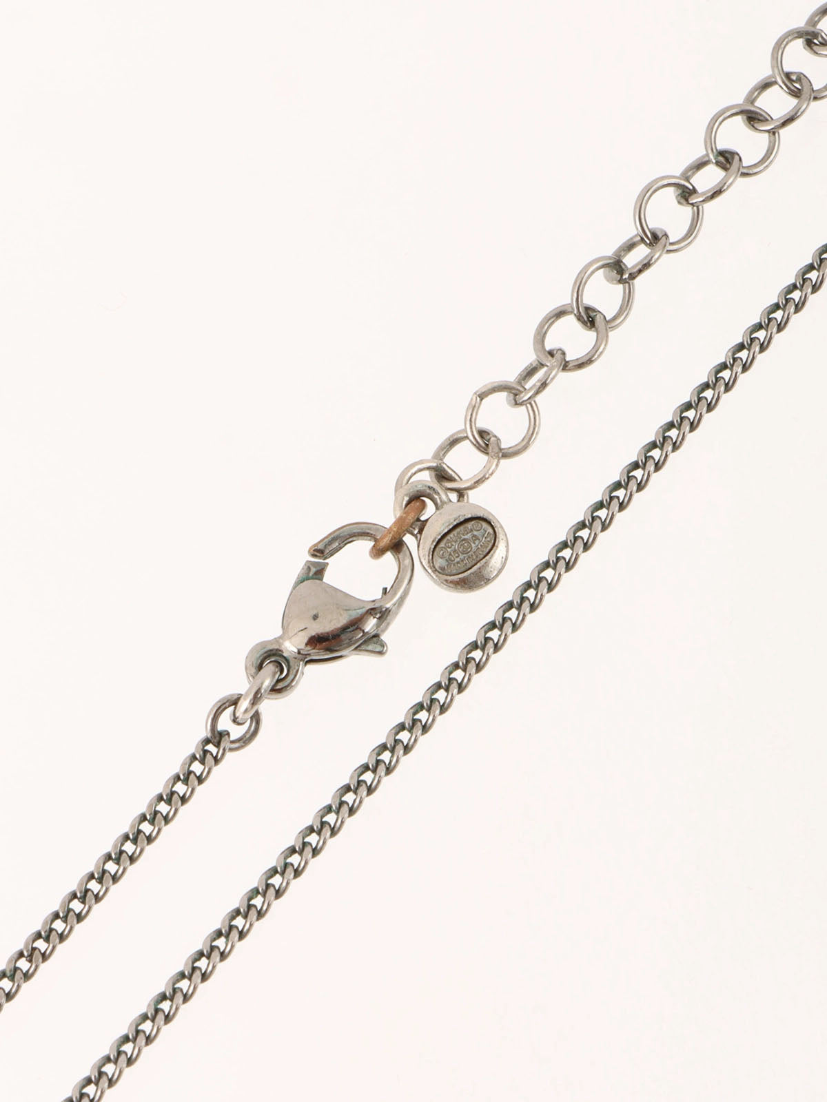 2005 Rhinestone Leaf CC Mark Plate Necklace in Gunmetal