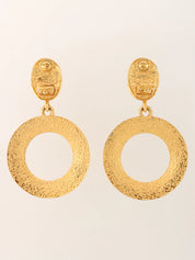 1991 Oval Crown CC Mark Swing Hoop Earrings Gold
