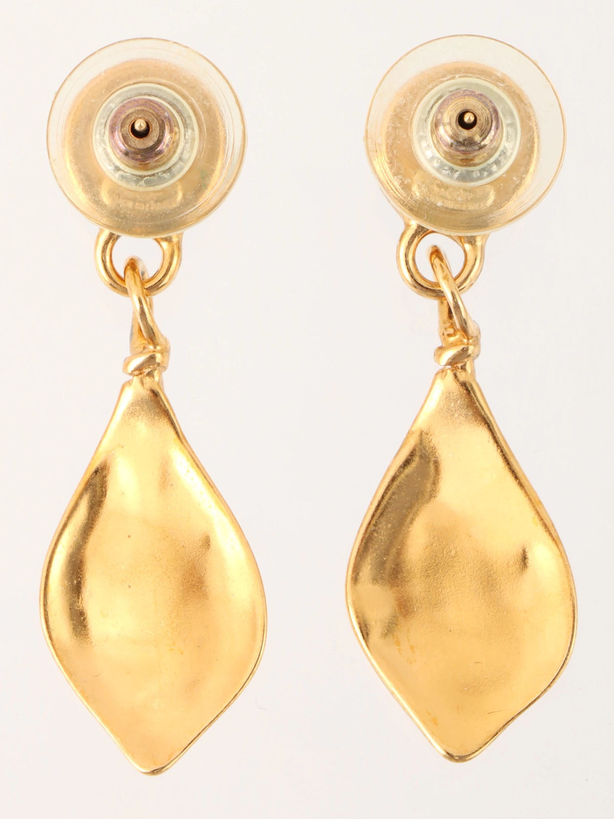 1999 Gripois Round CC Mark Swing Leaf Earrings in Gold/Red
