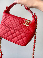 2014 Matelasse Stitch CC Mark Charm 2-Way Bag Red