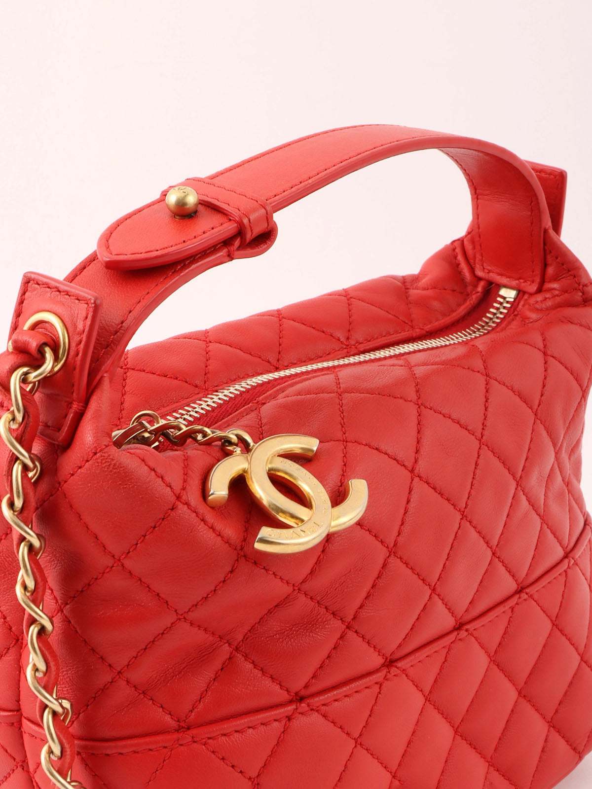 2014 Matelasse Stitch CC Mark Charm 2-Way Bag Red