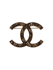 2006 Lace CC Mark Brooch Gold/Black