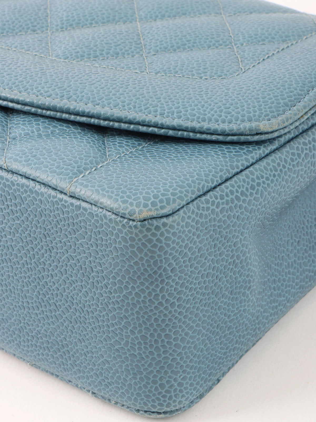 1995 Diana Flap Chain Bag, 25cm, Light Blue, Caviar Skin