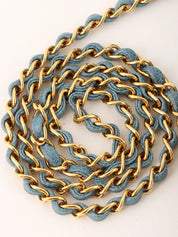 1995年頃製　キャビアスキンダイアナフラップチェーンバッグ25cm　ライトブルー