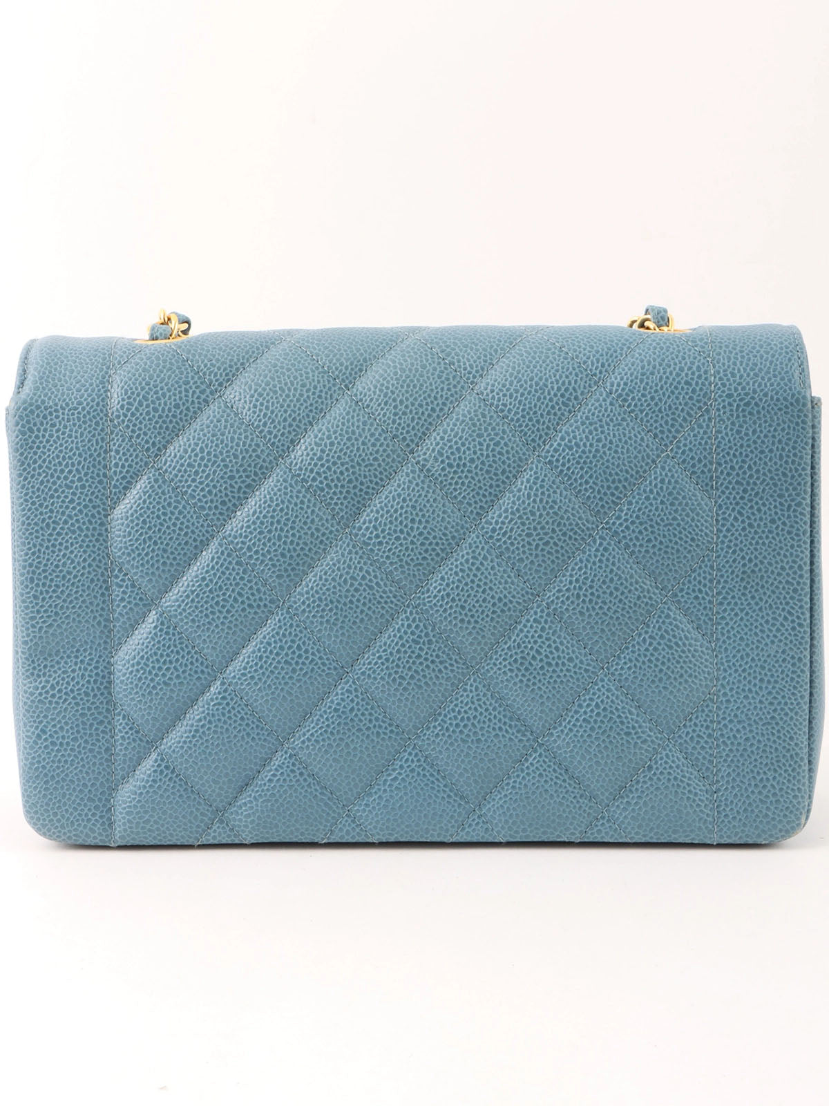 1995 Diana Flap Chain Bag, 25cm, Light Blue, Caviar Skin