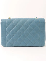 1995年頃製 キャビアスキンダイアナフラップチェーンバッグ25cm ライトブルー