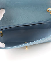 1995年頃製 キャビアスキンダイアナフラップチェーンバッグ25cm ライトブルー