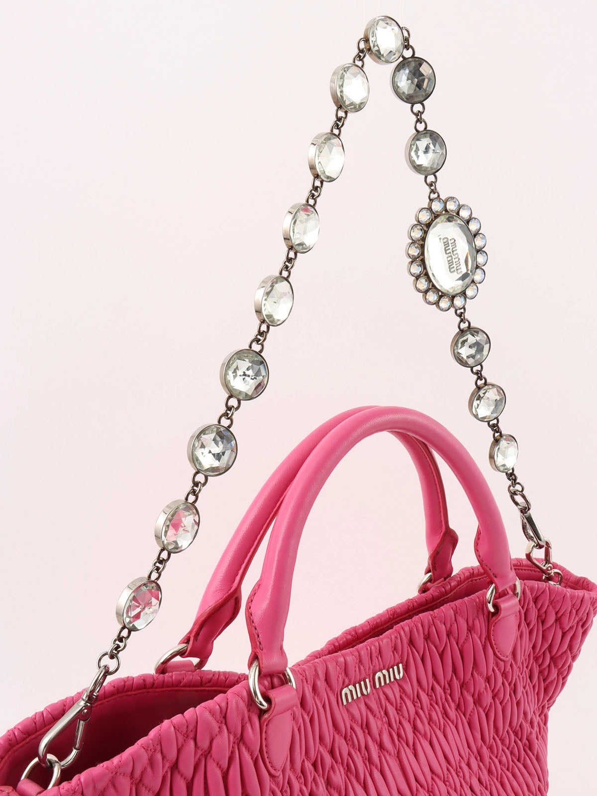 Crystal Matelasse 2-way Bag, Pink
