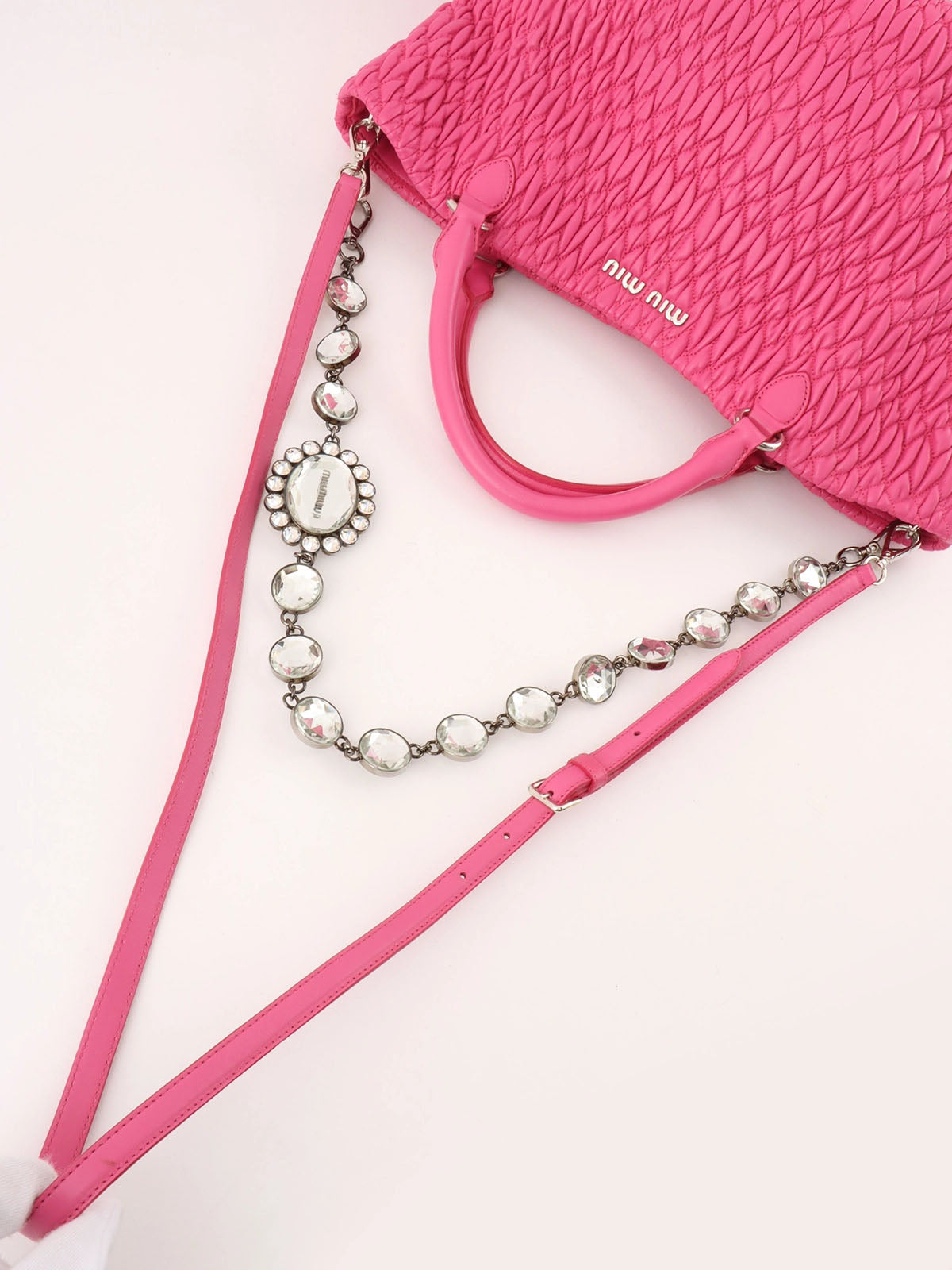 Crystal Matelasse 2-way Bag, Pink