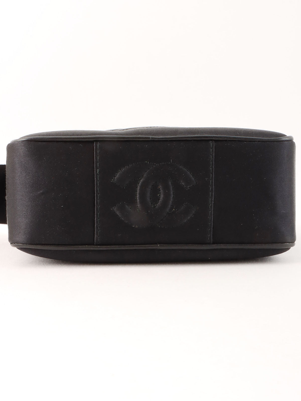 1997年頃製 シルクサテンカメリアステッチリボンショルダーバック ブラック