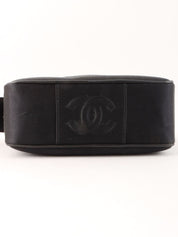 1997年頃製 シルクサテンカメリアステッチリボンショルダーバック ブラック