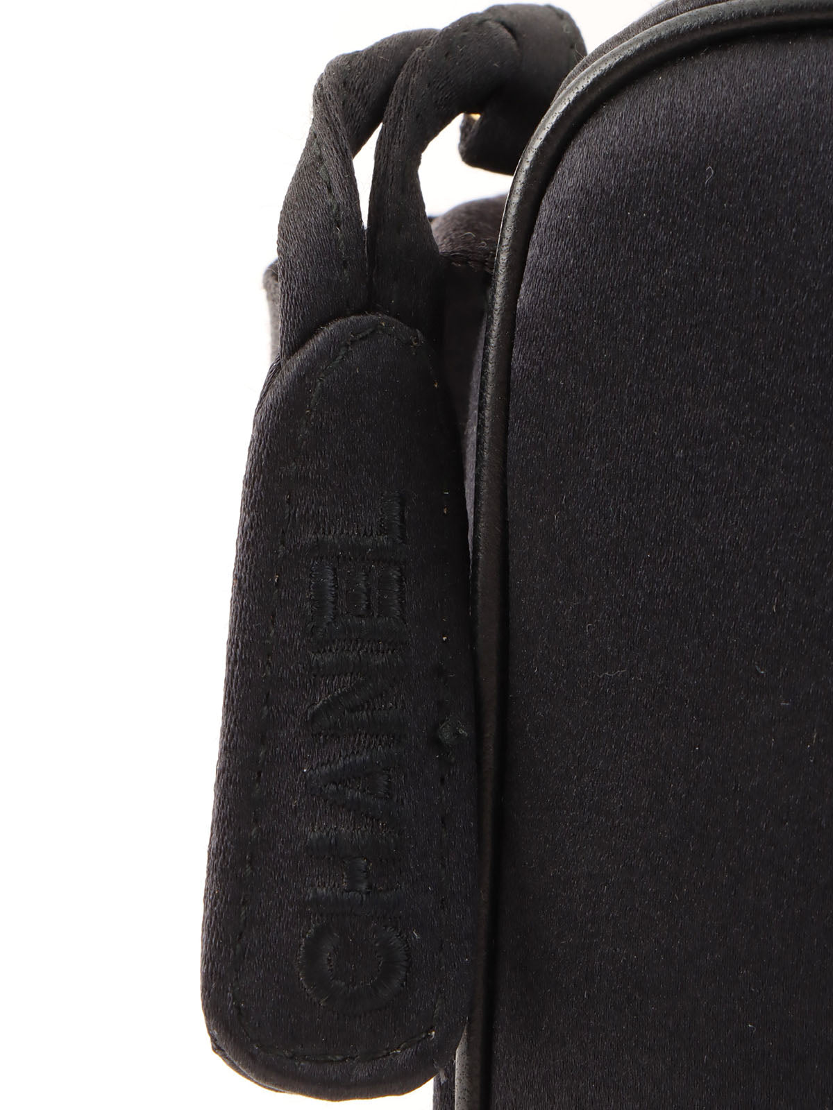 1997年頃製 シルクサテンカメリアステッチリボンショルダーバック ブラック