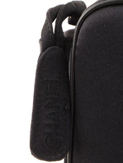 1997年頃製 シルクサテンカメリアステッチリボンショルダーバック ブラック