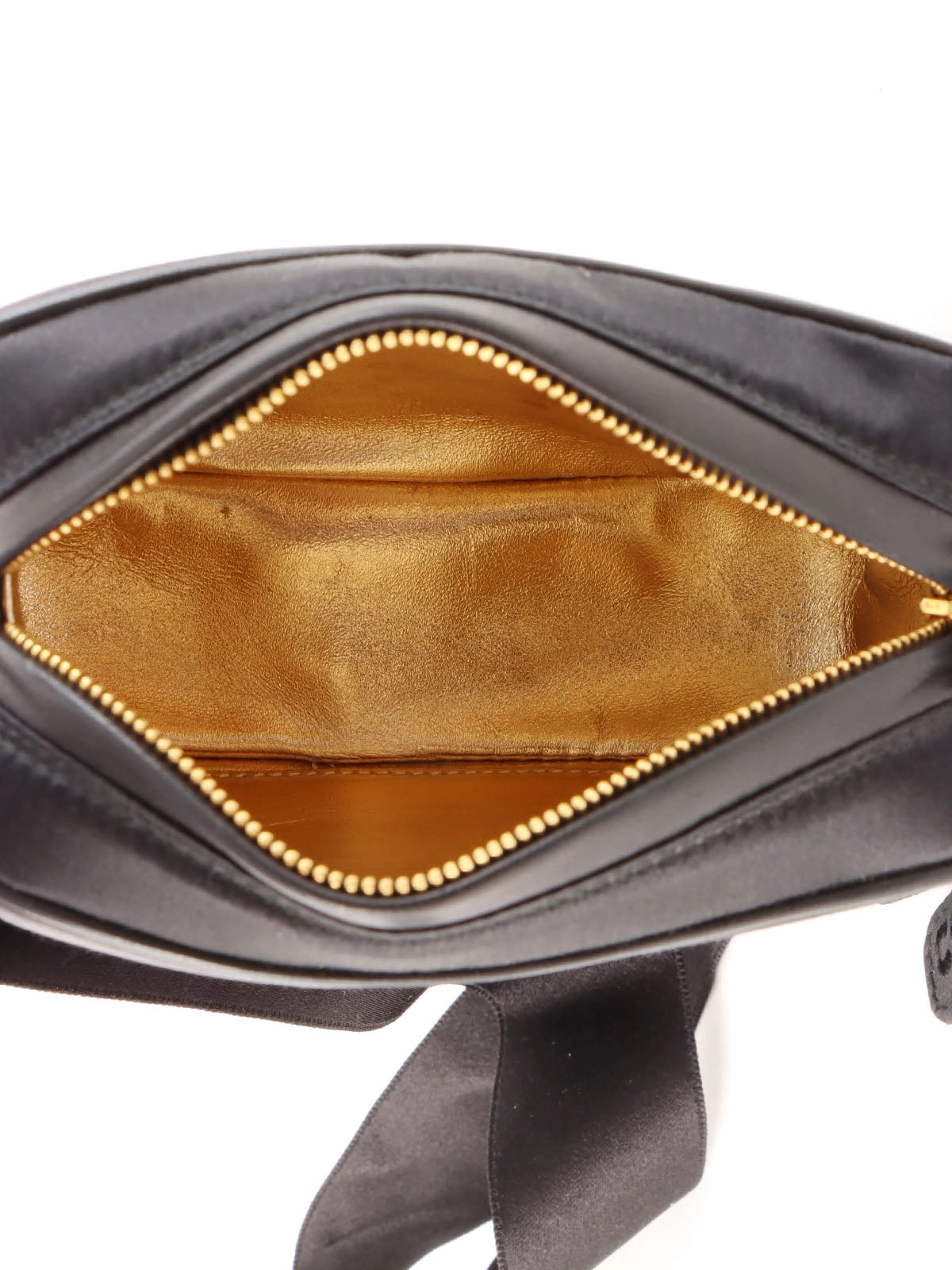 1997年頃製 シルクサテンカメリアステッチリボンショルダーバック ブラック