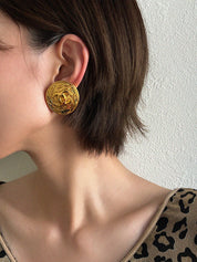 1993 Round CC Mark Earrings Gold
