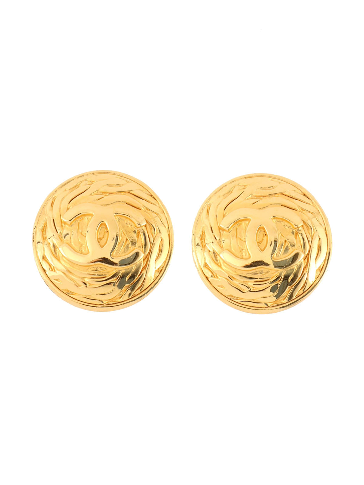 1993 Round CC Mark Earrings Gold