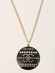 2009年製 ラインストーンラウンドCCマークデザインネックレス ゴールド/ブラック