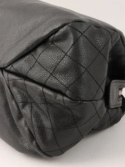 2009 Caviar Skin CC Mark Stitch Chain Tote Bag Black