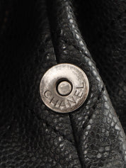 2009 Caviar Skin CC Mark Stitch Chain Tote Bag Black