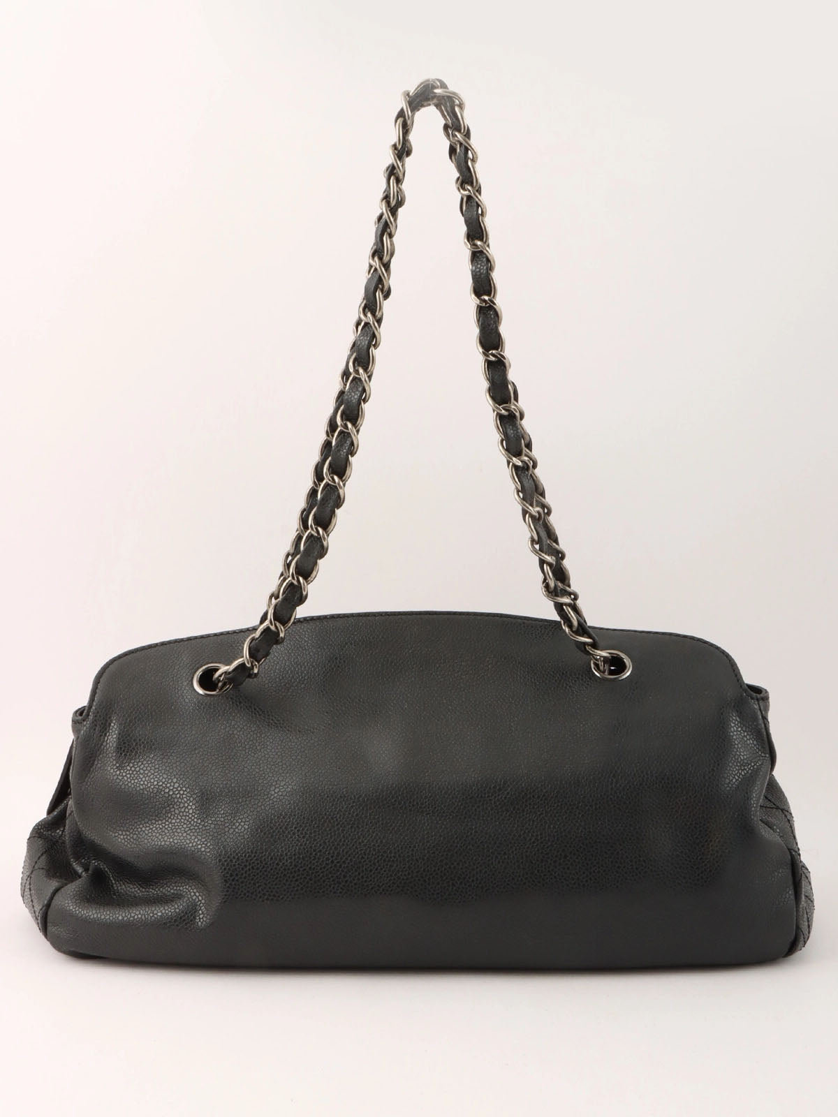 2009年頃製 キャビアスキンCCマークステッチチェーントートバッグ ブラック