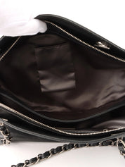 2009年頃製 キャビアスキンCCマークステッチチェーントートバッグ ブラック