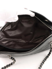 2009年頃製 キャビアスキンCCマークステッチチェーントートバッグ ブラック