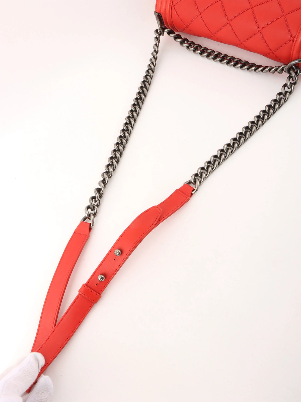 2014年頃製　ボーイシャネルチェーンショルダーバッグ　レッド