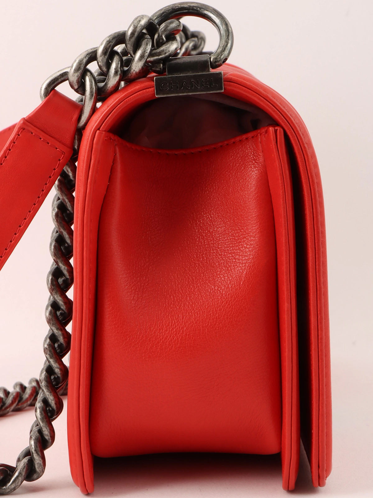 2014年頃製　ボーイシャネルチェーンショルダーバッグ　レッド