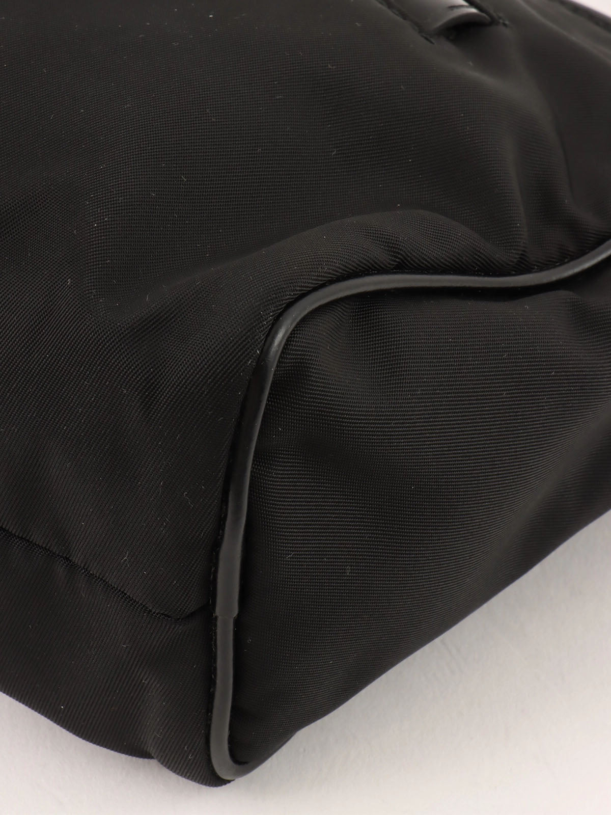 Nylon logo plate handbag in black