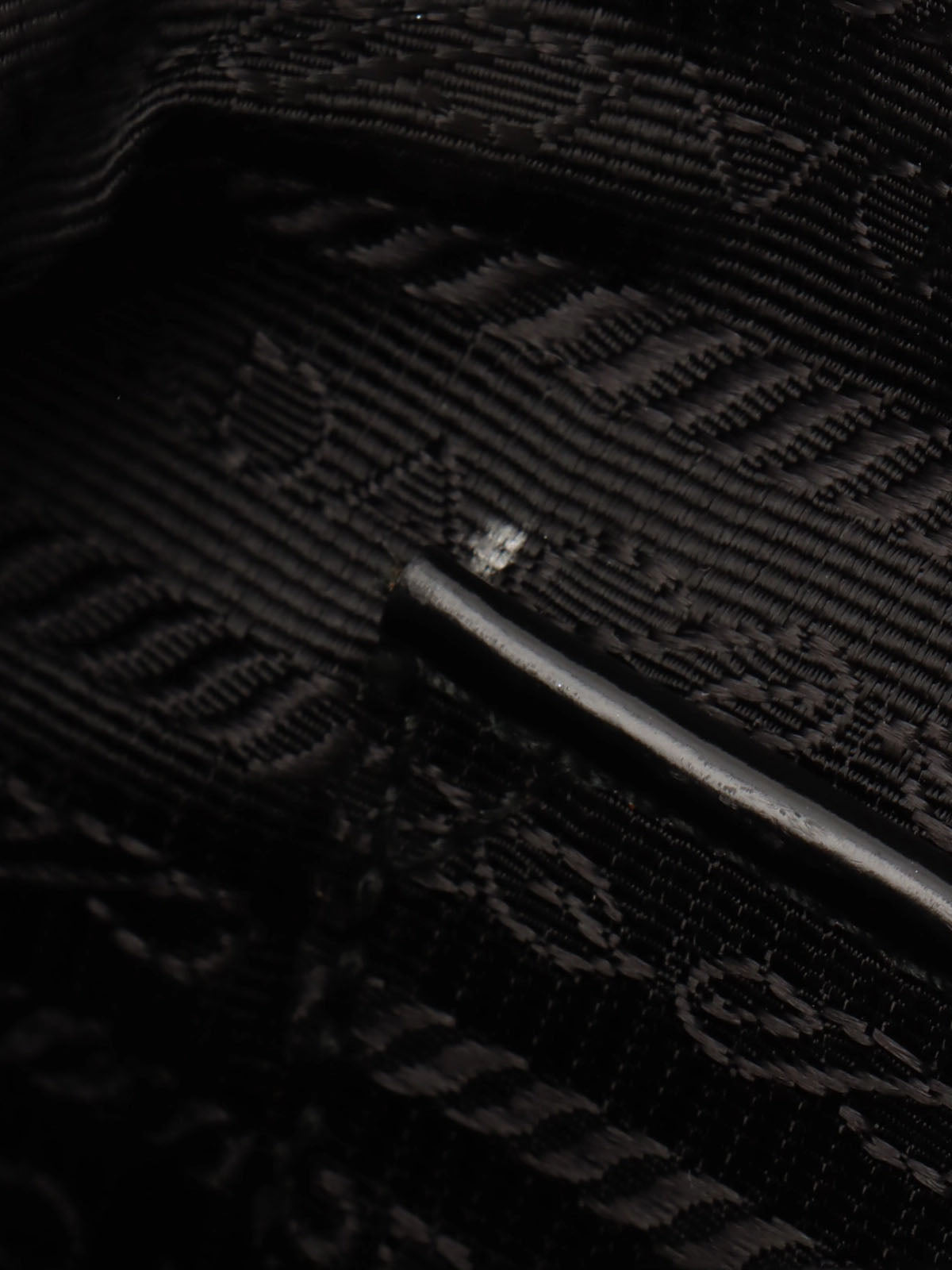 Nylon logo plate handbag in black