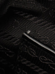 Nylon logo plate handbag in black