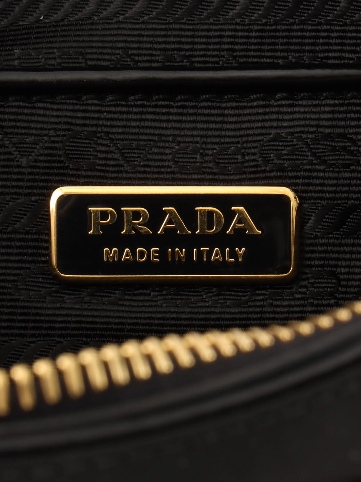 Nylon logo plate handbag in black