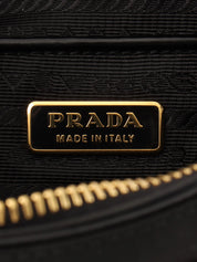 Nylon logo plate handbag in black